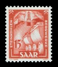 15 Fr Briefmarke: Saar IV, Industrie, Handel, Landwirtschaft und Kultur