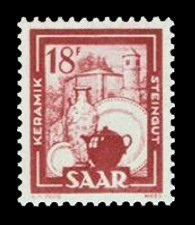 18 Fr Briefmarke: Saar IV, Industrie, Handel, Landwirtschaft und Kultur