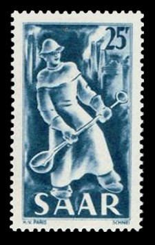 25 Fr Briefmarke: Saar IV, Industrie, Handel, Landwirtschaft und Kultur
