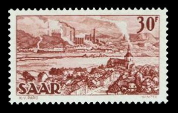 30 Fr Briefmarke: Saar IV, Industrie, Handel, Landwirtschaft und Kultur