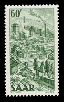 60 Fr Briefmarke: Saar IV, Industrie, Handel, Landwirtschaft und Kultur