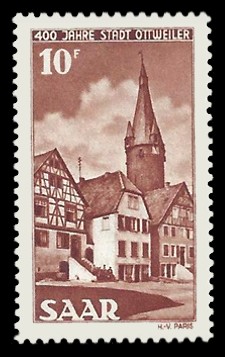 10 Fr Briefmarke: 400 Jahre Stadt Ottweiler