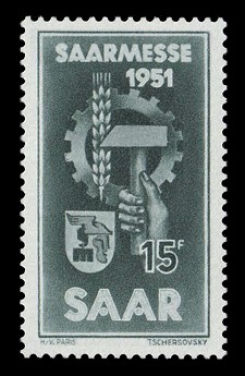 15 Fr Briefmarke: Saarmesse 1951