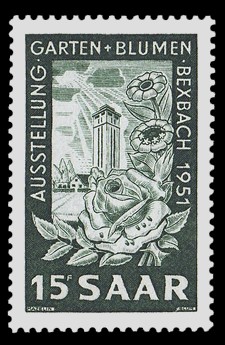 15 Fr Briefmarke: Ausstellung Garten u. Blumen