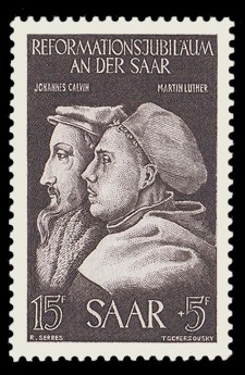 15+ 5 Fr Briefmarke: Reformationsjubil&auml;um an der Saar