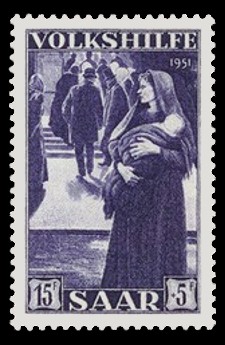 15+ 5 Fr Briefmarke: Volkshilfe 1951, Gem&auml;lde