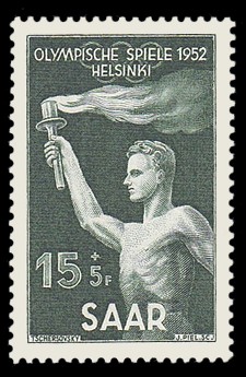 15+ 5 Fr Briefmarke: Olympische Spiele 1952