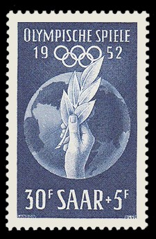 30+ 5 Fr Briefmarke: Olympische Spiele 1952