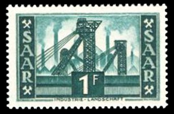 1 Fr Briefmarke: Saar V, Ansichten aus dem Saarland