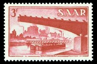 3 Fr Briefmarke: Saar V, Ansichten aus dem Saarland