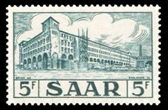 5 Fr Briefmarke: Saar V, Ansichten aus dem Saarland