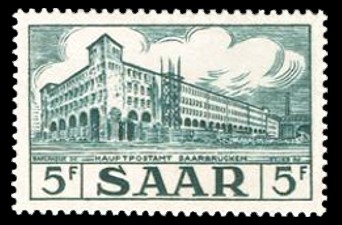 5 Fr Briefmarke: Saar V, Ansichten aus dem Saarland