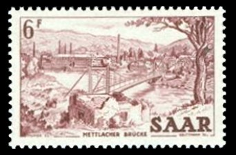6 Fr Briefmarke: Saar V, Ansichten aus dem Saarland