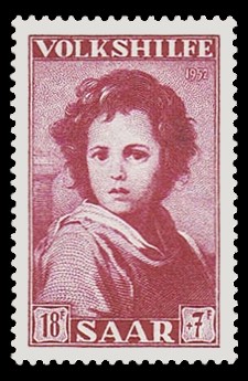 18+ 7 Fr Briefmarke: Volkshilfe 1952, Gem&auml;lde