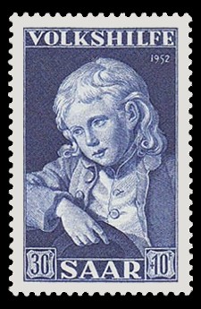 30+ 10 Fr Briefmarke: Volkshilfe 1952, Gem&auml;lde