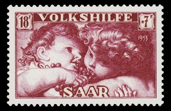 18+ 7 Fr Briefmarke: Volkshilfe 1953, Gem&auml;lde