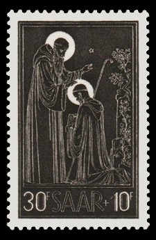 30+ 10 Fr Briefmarke: Benediktiner-Abtei Tholey