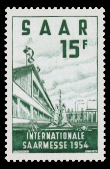 15 Fr Briefmarke: Internationale Saarmesse 1954