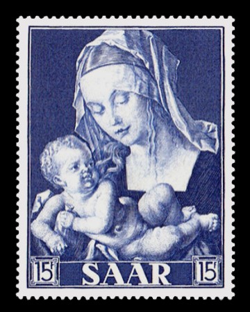 15 Fr Briefmarke: Marianisches Jahr