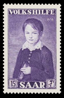 15+ 7 Fr Briefmarke: Volkshilfe 1954, Gem&auml;lde