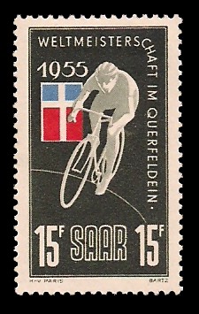 15 Fr Briefmarke: Weltmeisterschaft im Querfeldein 15 Fr Briefmarke: Weltmeisterschaft im Querfeldein