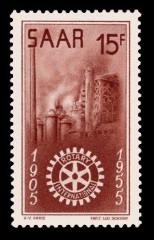 15 Fr Briefmarke: 50 Jahre Rotary International