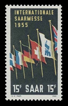 15 Fr Briefmarke: Internationale Saarmesse 1955