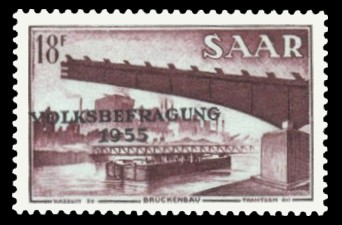 18 Fr Briefmarke: Volksbefragung 1955 im Saarland