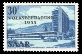 30 Fr Briefmarke: Volksbefragung 1955 im Saarland