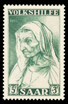 5+ 3 Fr Briefmarke: Volkshilfe 1955, D&uuml;rer