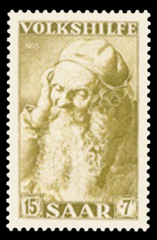 15+ 7 Fr Briefmarke: Volkshilfe 1955, D&uuml;rer