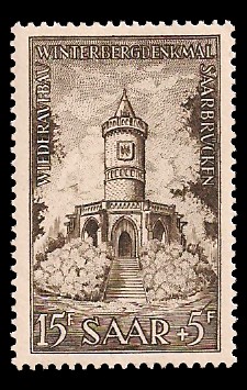 15+ 5 Fr Briefmarke: Wiederaufbau Winterbergdenkmal
