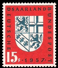 15 Fr Briefmarke: Eingliederung des Saarlandes