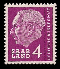 4 Fr Briefmarke: Bundespräsident Dr. Theodor Heuss 4 Fr Briefmarke: Bundespräsident Dr. Theodor Heuss