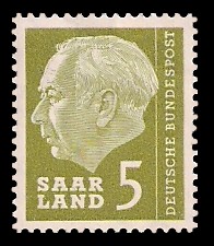 5 Fr Briefmarke: Bundespräsident Dr. Theodor Heuss 5 Fr Briefmarke: Bundespräsident Dr. Theodor Heuss