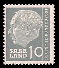 10 Fr Briefmarke: Bundespräsident Dr. Theodor Heuss 10 Fr Briefmarke: Bundespräsident Dr. Theodor Heuss