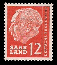 12 Fr Briefmarke: Bundespräsident Dr. Theodor Heuss 12 Fr Briefmarke: Bundespräsident Dr. Theodor Heuss