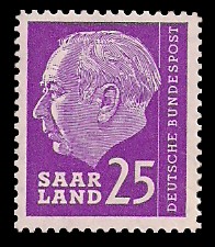 25 Fr Briefmarke: Bundespräsident Dr. Theodor Heuss