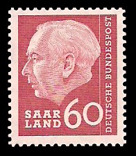 60 Fr Briefmarke: Bundespräsident Dr. Theodor Heuss