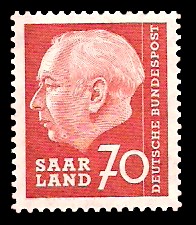 70 Fr Briefmarke: Bundespräsident Dr. Theodor Heuss