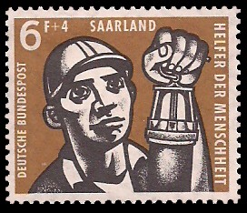 6+ 4 Fr Briefmarke: Helfer der Menschheit, Kohlebergbau