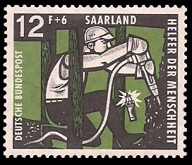 12+ 6 Fr Briefmarke: Helfer der Menschheit, Kohlebergbau