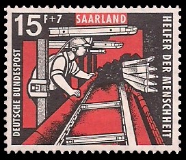 15+ 7 Fr Briefmarke: Helfer der Menschheit, Kohlebergbau