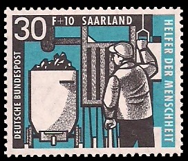 30+ 10 Fr Briefmarke: Helfer der Menschheit, Kohlebergbau