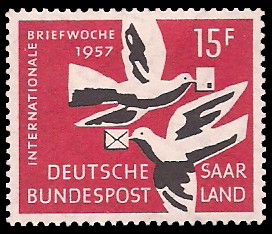 15 Fr Briefmarke: Internationale Briefwoche 1957
