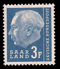3 Fr Briefmarke: Bundespräsident Prof. Dr. Theodor Heuss 3 Fr Briefmarke: Bundespräsident Prof. Dr. Theodor Heuss