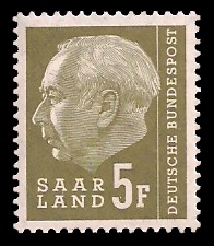5 Fr Briefmarke: Bundespräsident Prof. Dr. Theodor Heuss 5 Fr Briefmarke: Bundespräsident Prof. Dr. Theodor Heuss