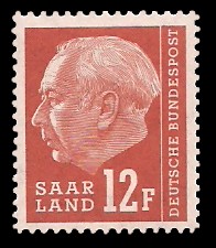 12 Fr Briefmarke: Bundespräsident Prof. Dr. Theodor Heuss