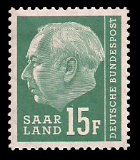 15 Fr Briefmarke: Bundespräsident Prof. Dr. Theodor Heuss 15 Fr Briefmarke: Bundespräsident Prof. Dr. Theodor Heuss
