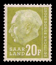 20 Fr Briefmarke: Bundespräsident Prof. Dr. Theodor Heuss